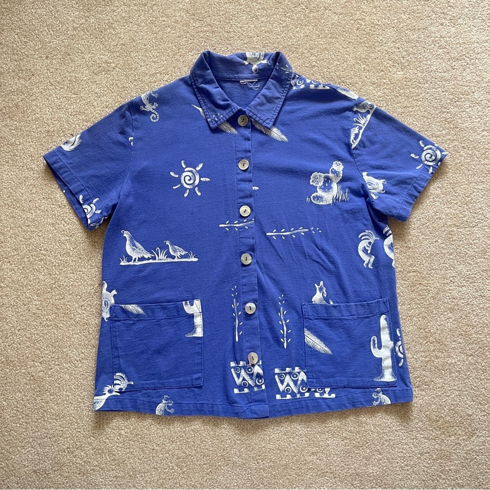 Vintage Purple Desert Print Button-Up Shirt, Unisex, Women's, Medium, Fun